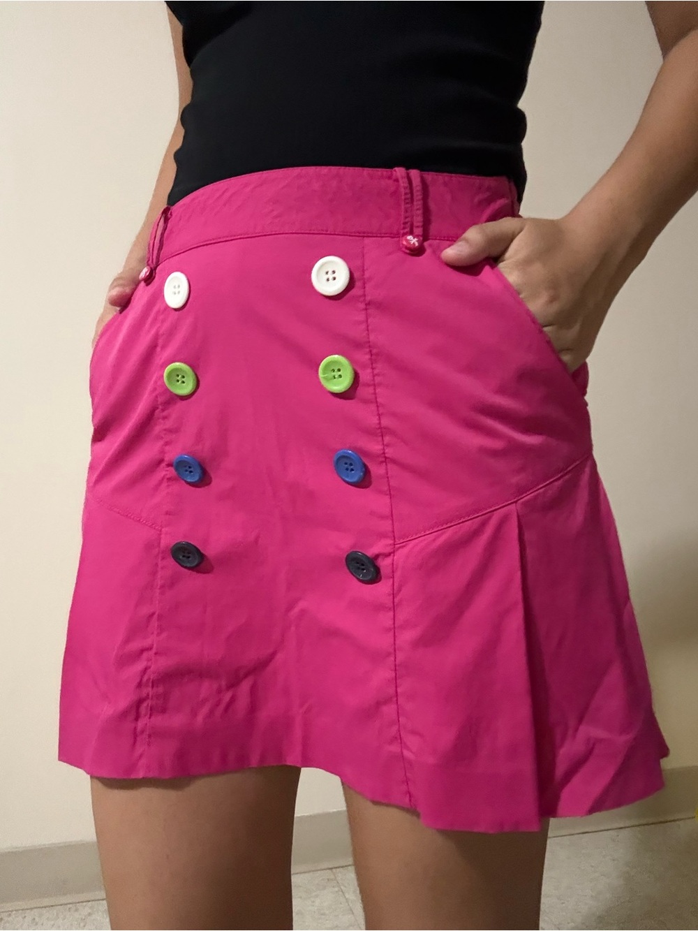 Castelbajac Pink Colorful Buttoned Golf Skirt
